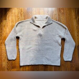 Women’s Macys Half Zip Beige Sweater Size M